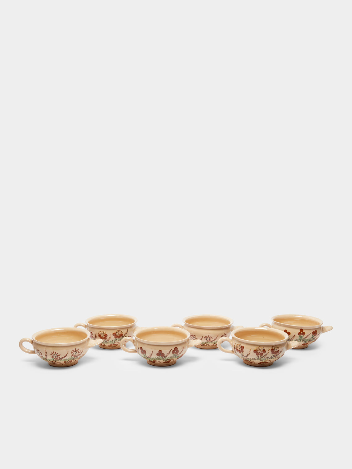 Poterie d’Évires - Flowers Hand-Painted Ceramic Soup Bowls (Set of 6) -  - ABASK
