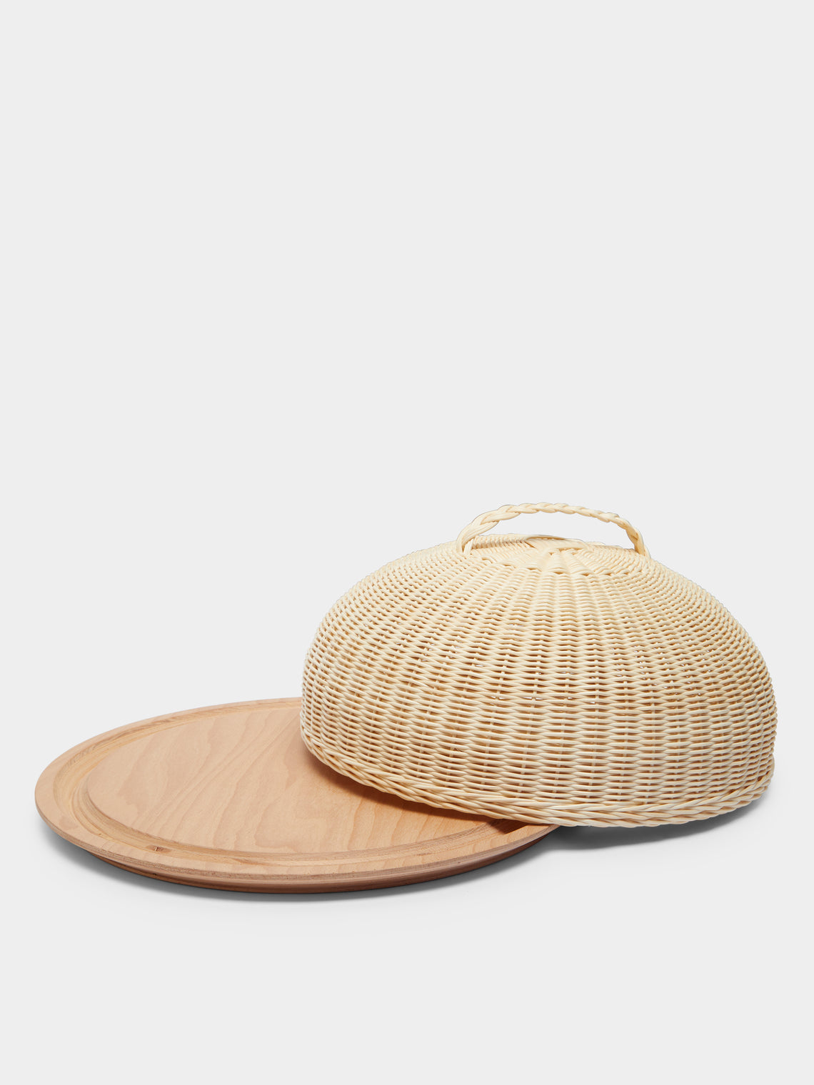 Mila Maurizi - Calla Handwoven Wicker and Wood Domed Cheese Plate -  - ABASK