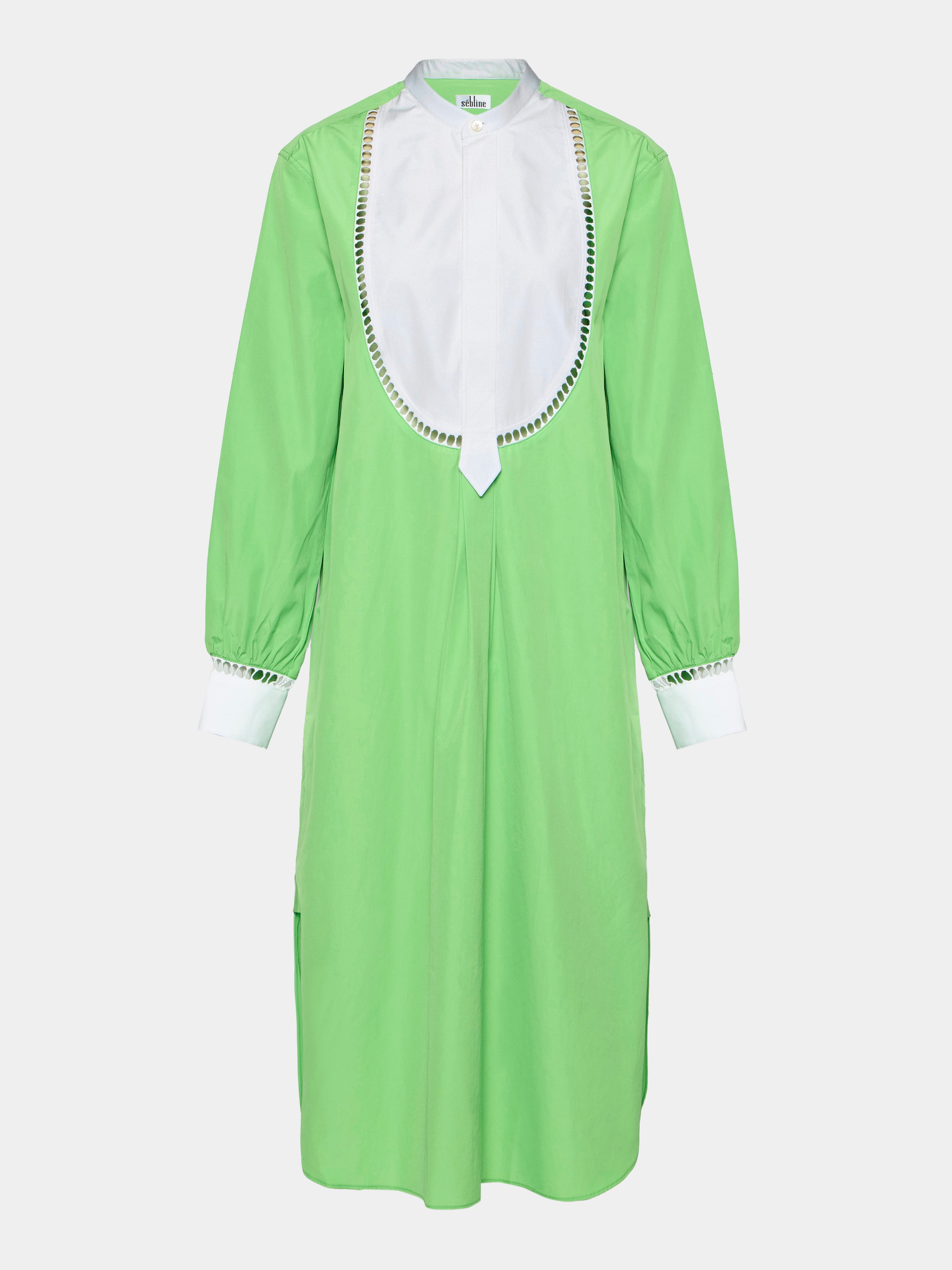 Green Women's Painter's Cotton Smock Dress by Sebline | ABASK Green Women's Painter's Cotton Smock Dress by Sebline | ABASK