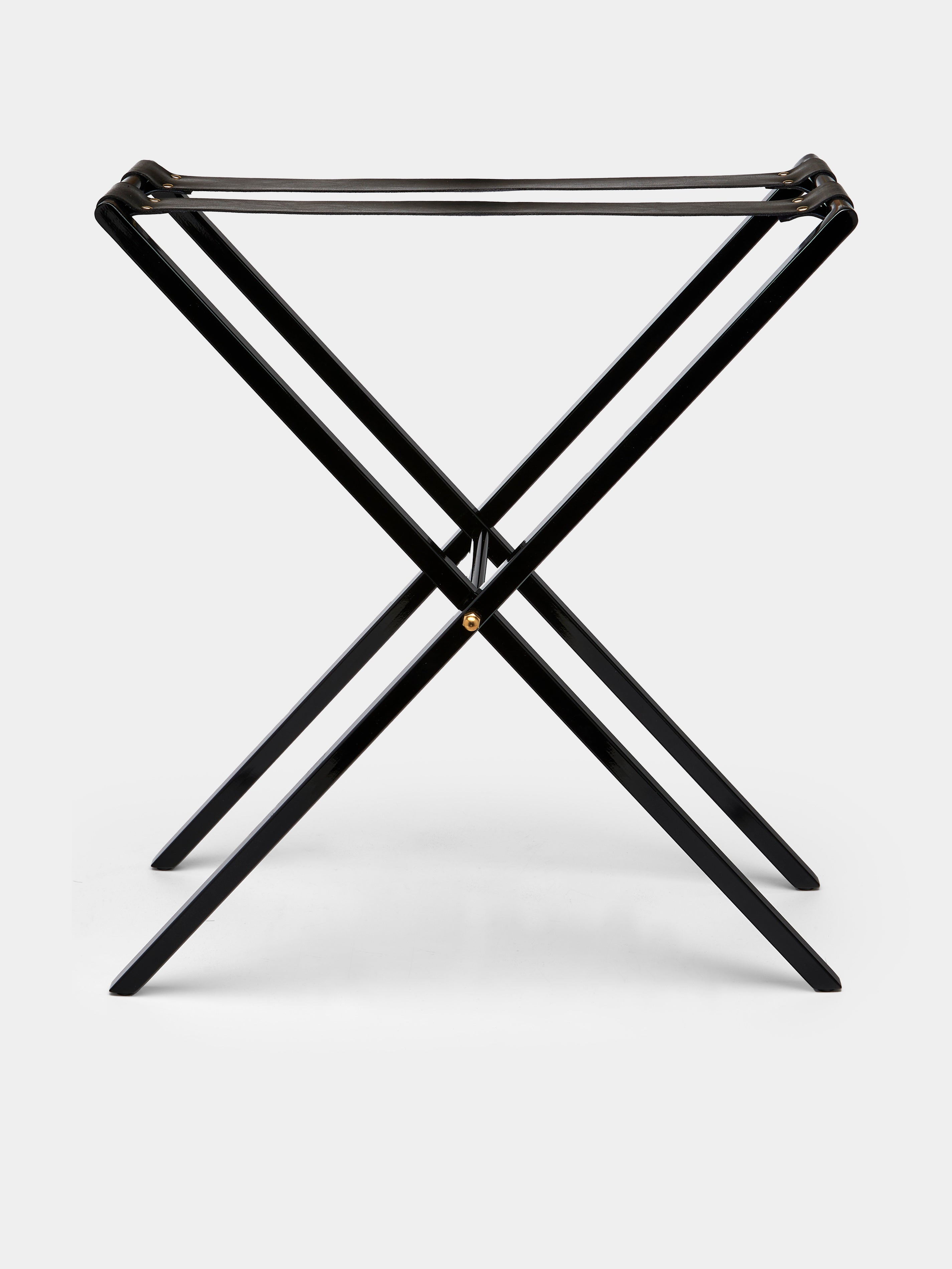 Black Leather And Iron Tray Holder 19 5in 50cm By Fornasetti ABASK black-leather-and-iron-tray-holder-19-5in-50cm-by-fornasetti-abask