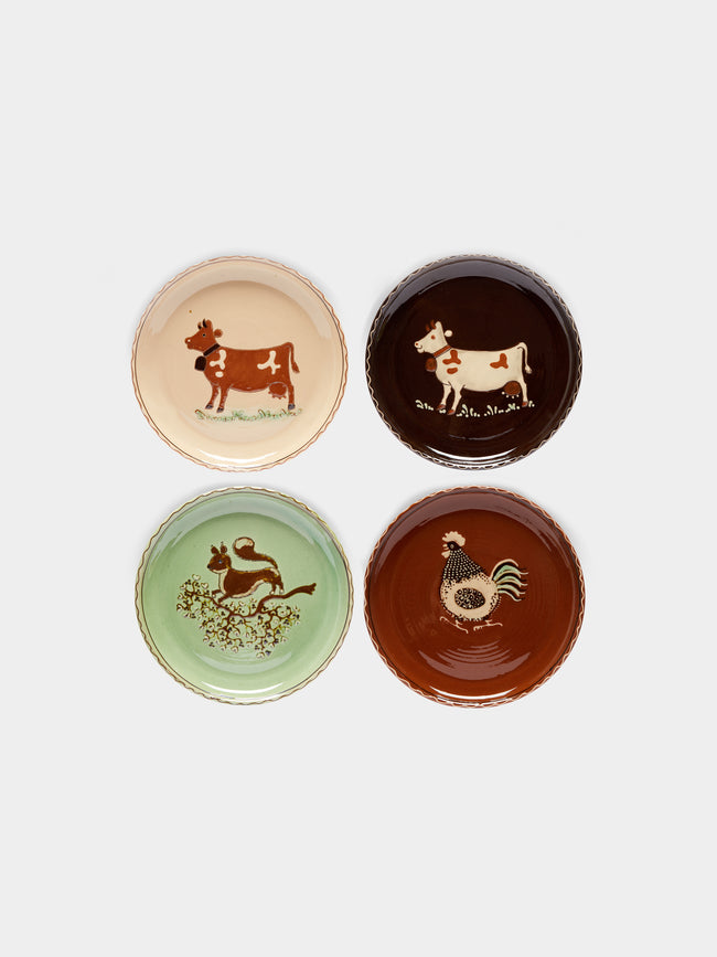 Poterie d’Évires - Animals Hand-Painted Ceramic Small Plates (Set of 4) -  - ABASK - 