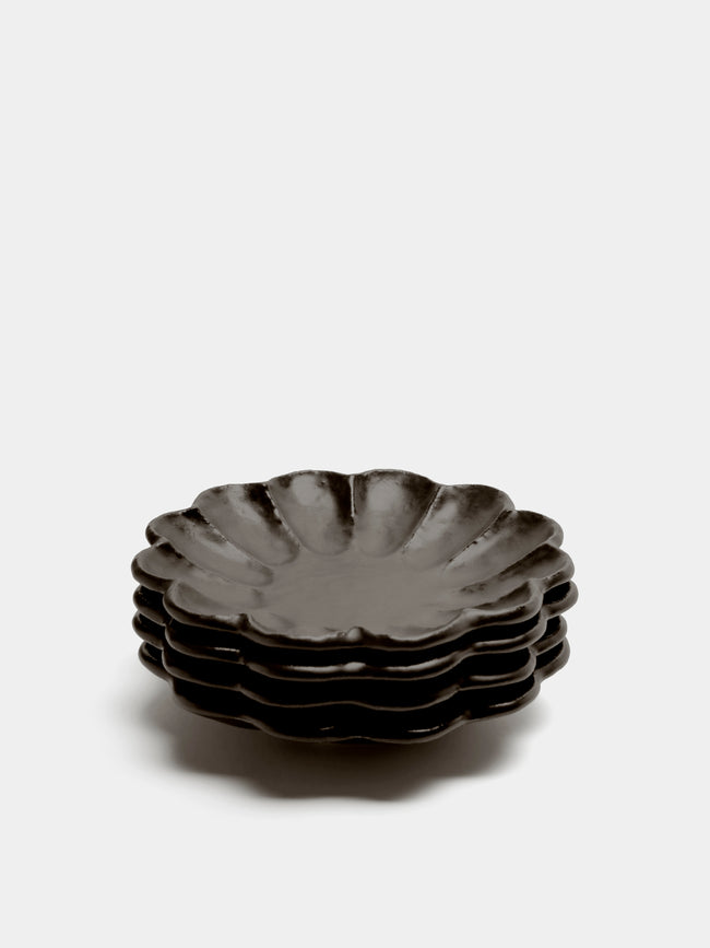 Kaneko Kohyo - Rinka Ceramic Bread Plates (Set of 4) - Black - ABASK