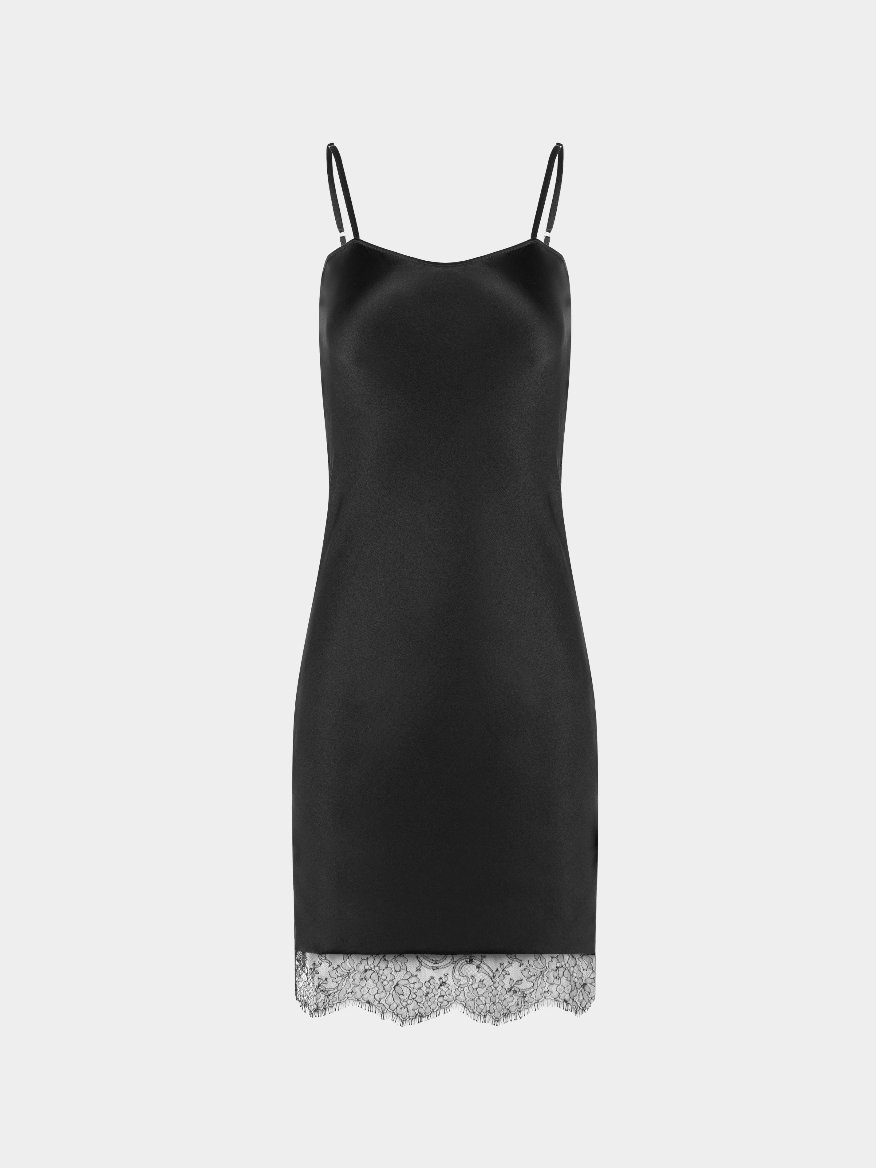 Black Women's Silk and Lace Short Slip Dress by Ryan Roche | ABASK Black Women's Silk and Lace Short Slip Dress by Ryan Roche | ABASK