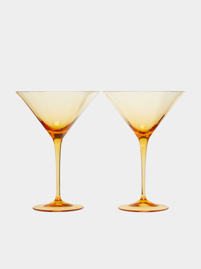 Moser - Optic Hand-Blown Crystal Martini Glasses (Set of 2) - Yellow - ABASK