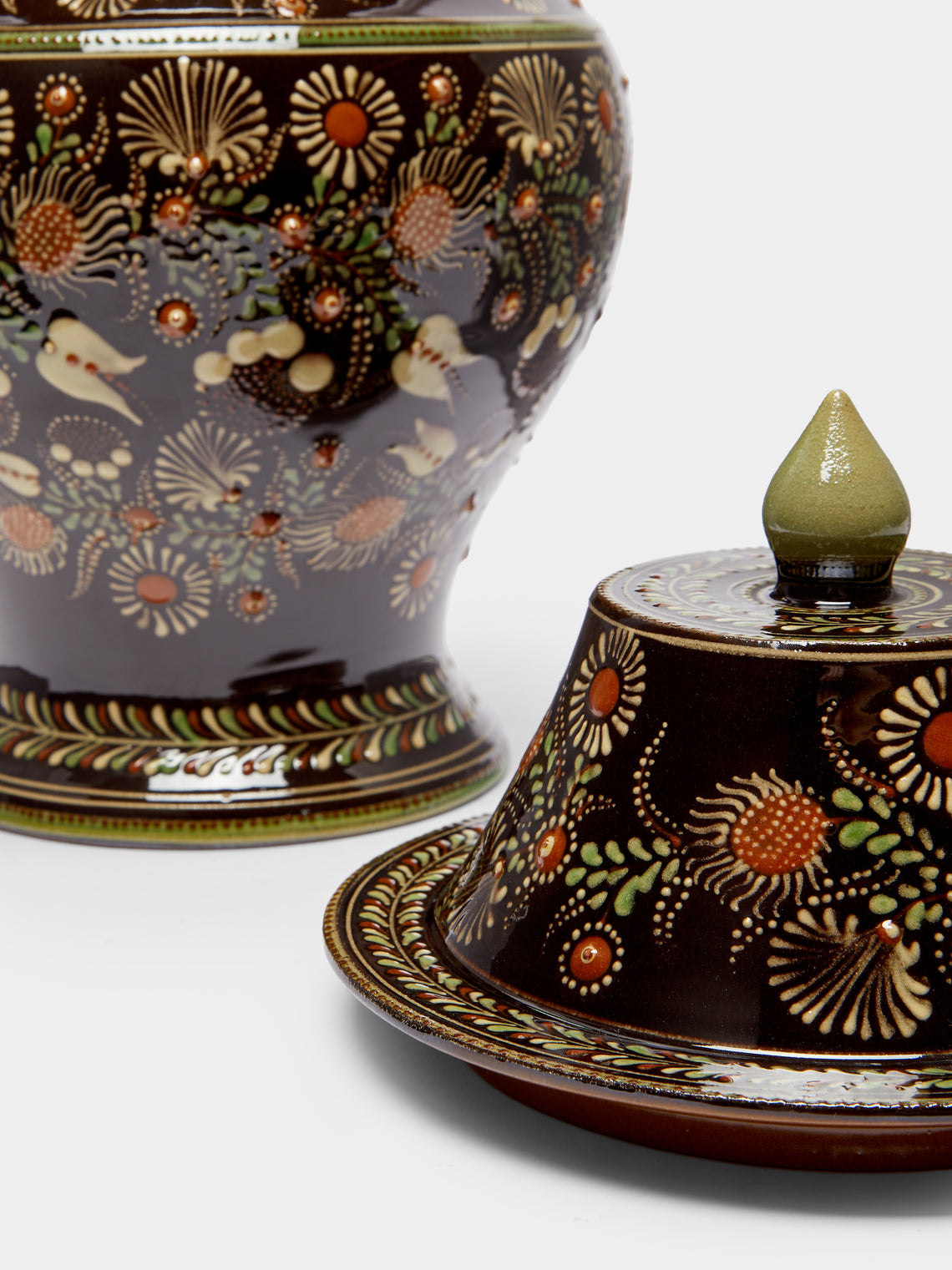 Poterie d’Évires - Flowers Hand-Painted Ceramic Extra Large Jar -  - ABASK