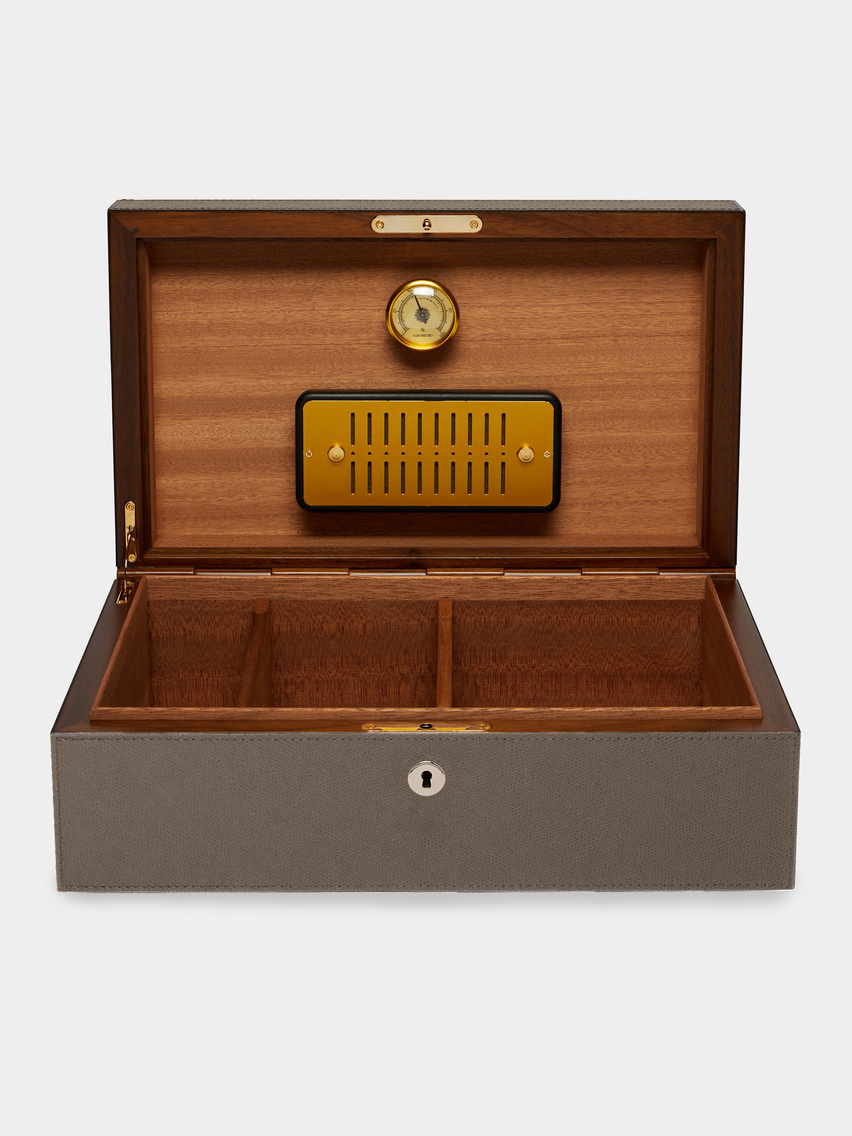 Gray Santiago Leather Large Humidor Case (80 Cigars) by Giobagnara