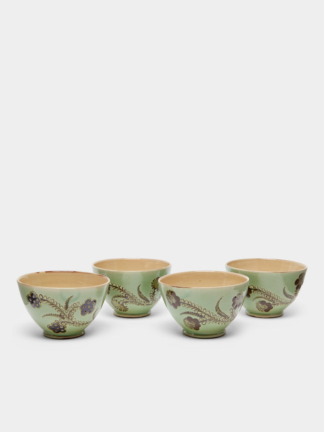 Poterie d’Évires - Flowers Hand-Painted Ceramic Cereal Bowls (Set of 4) -  - ABASK - 