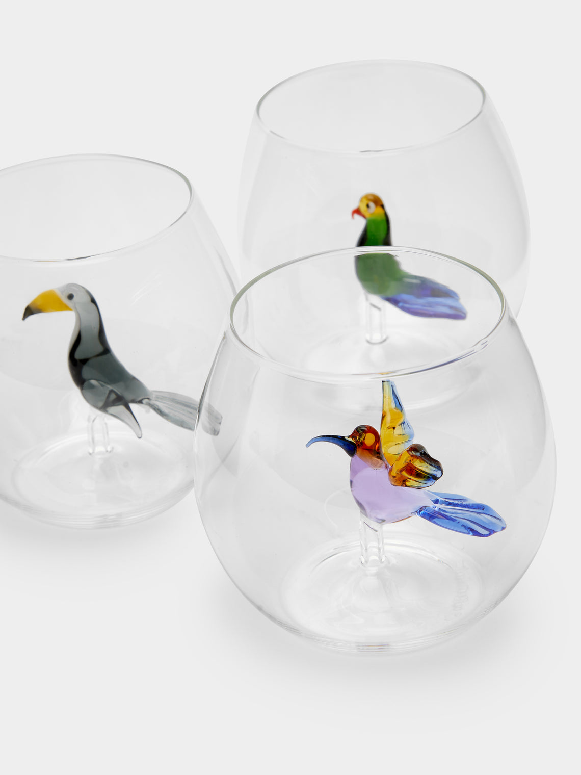 Casarialto - Tropical Birds Hand-Blown Murano Glass Tumblers (Set of 6) -  - ABASK