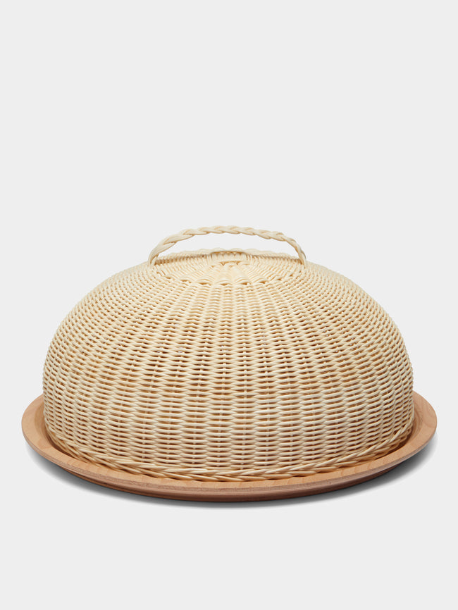 Mila Maurizi - Calla Handwoven Wicker and Wood Domed Cheese Plate -  - ABASK - 