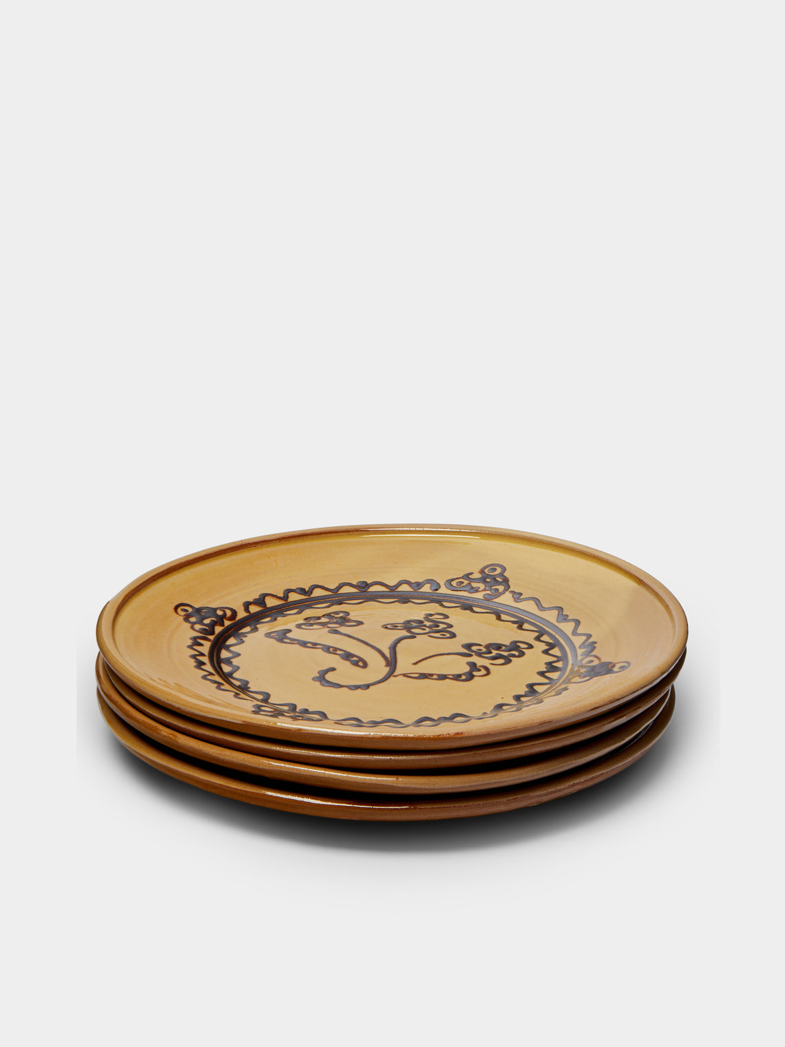 Poterie de Cliousclat - Hand-Painted Slipware Dinner Plates (Set of 4) -  - ABASK