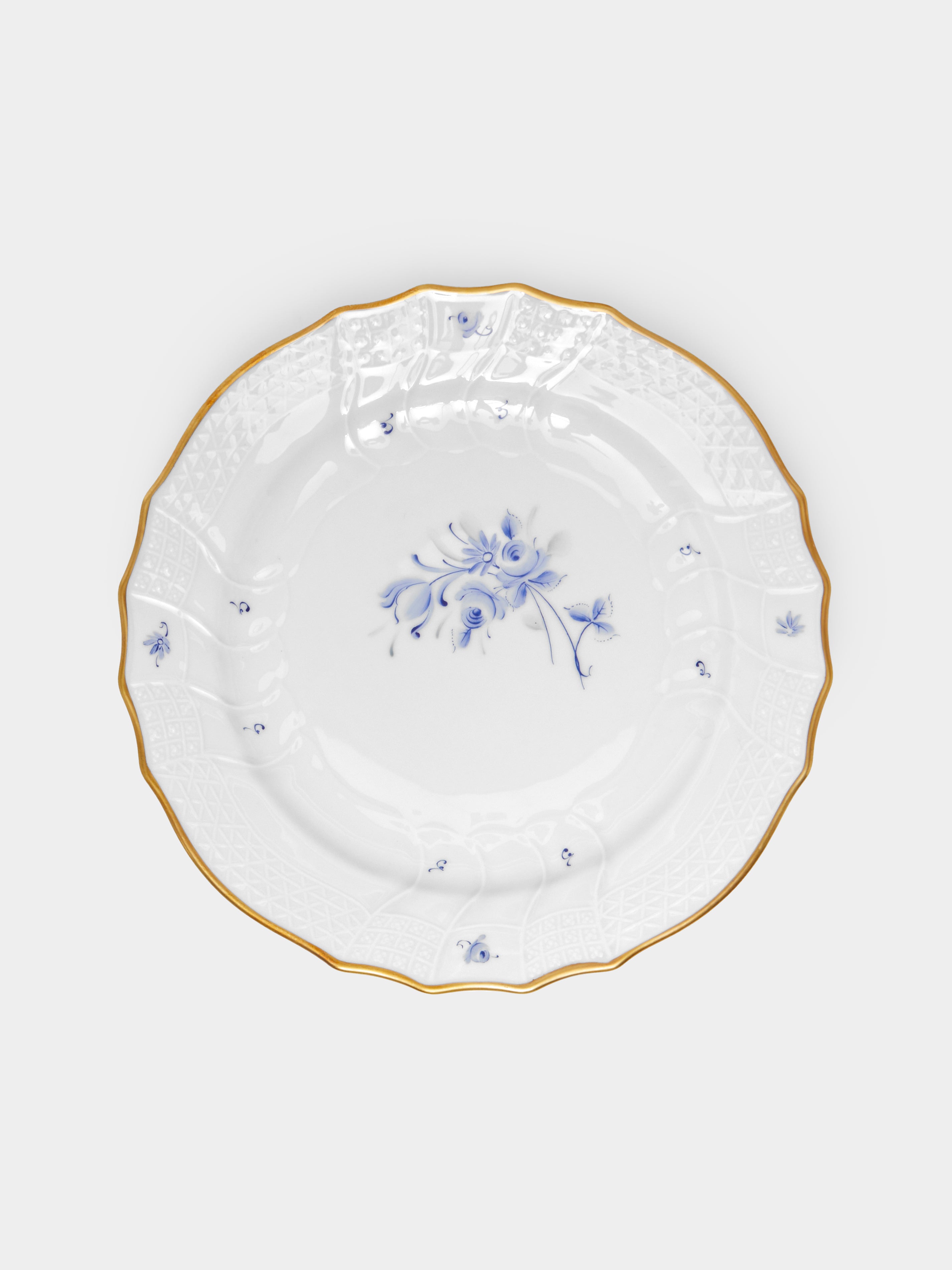 White 1960s Lorenz Hutschenreuther Hand-Painted Porcelain Dinner Plates – 10in/25.5cm (Set of 12) by Antique and Vintage