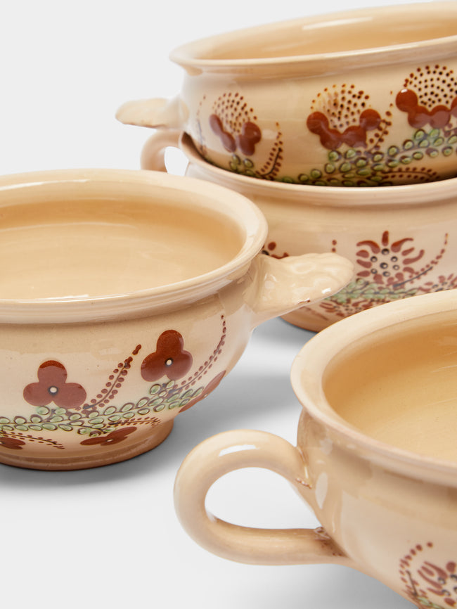Poterie d’Évires - Flowers Hand-Painted Ceramic Soup Bowls (Set of 6) -  - ABASK