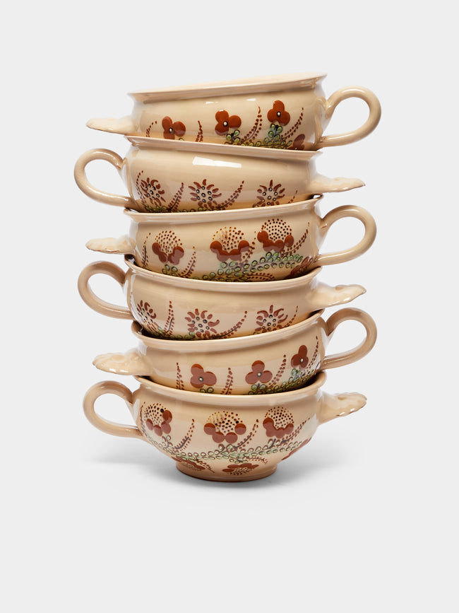 Poterie d’Évires - Flowers Hand-Painted Ceramic Soup Bowls (Set of 6) -  - ABASK - 