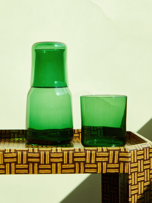 NasonMoretti - Hand-Blown Murano Glasses and Carafe (Set of 3) - Green - ABASK