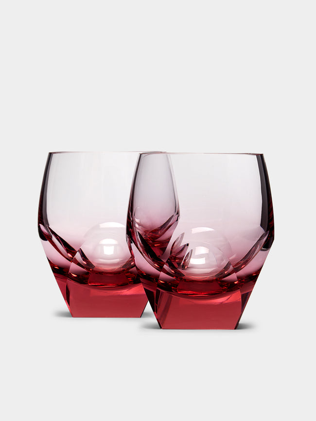 Moser - Bar Hand-Blown Crystal Whiskey Glasses (Set of 2) - Pink - ABASK
