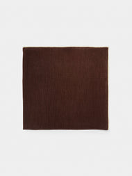 Madre Linen - Hand-Dyed Linen Contrast-Edge Napkins (Set of 4) - Brown - ABASK - 