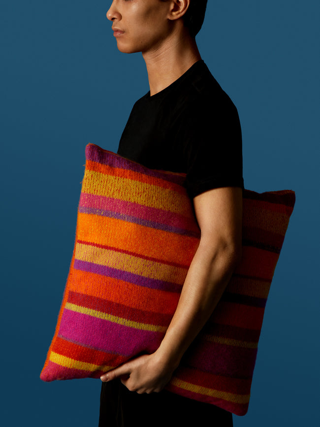 The Elder Statesman - Hand-Dyed Cashmere Striped Pillow - Multiple - ABASK