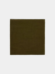 Madre Linen - Hand-Dyed Linen Contrast-Edge Napkins (Set of 4) - Green - ABASK - 