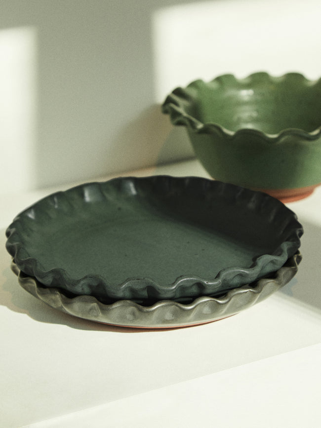 Perla Valtierra - Hand-Glazed Ceramic Side Plates (Set of 4) - Green - ABASK