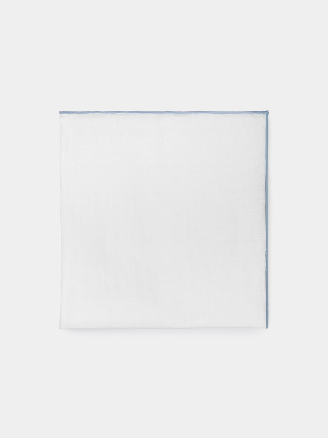 Madre Linen - Hand-Dyed Linen Contrast-Edge Napkins (Set of 4) - Light Blue - ABASK - 