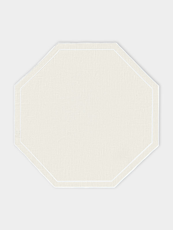 La Gallina Matta - Octagon Linen Placemats (Set of 4) - White - ABASK - 