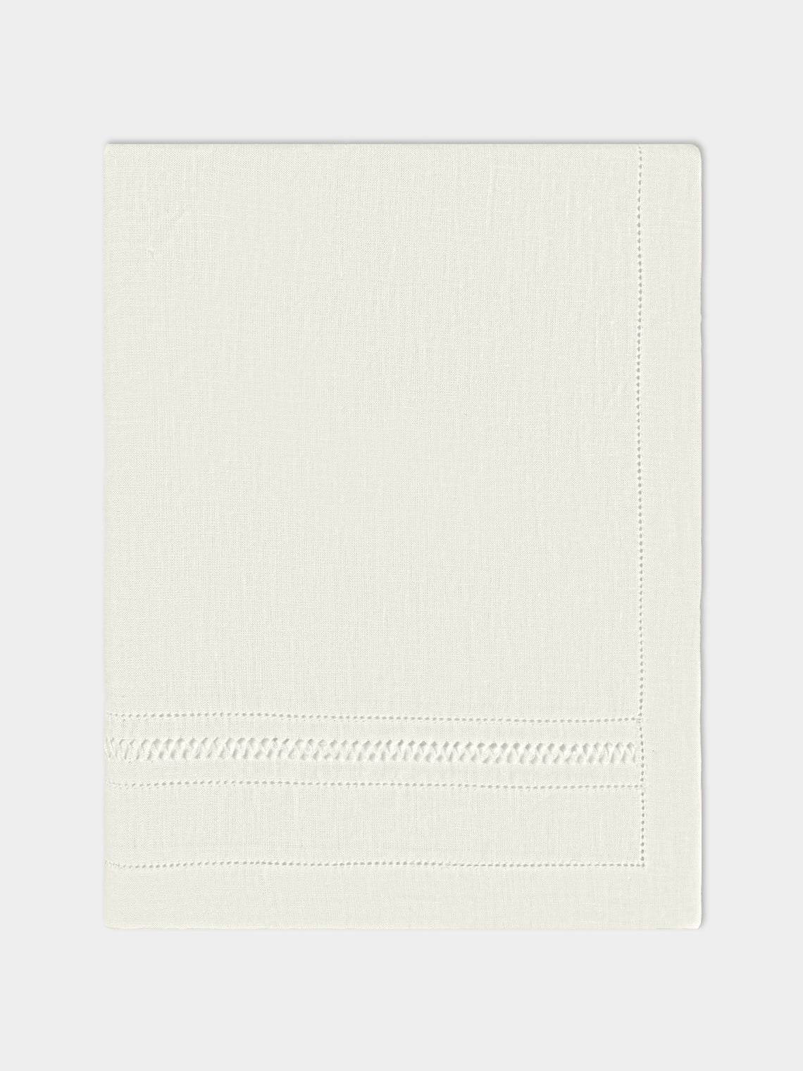 Volga Linen - Diamond-Stitch Linen Large Rectangular Tablecloth - White - ABASK - 
