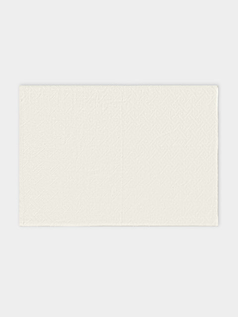 Volga Linen - Damask Linen Hand Towels (Set of 4) - Ivory - ABASK - 