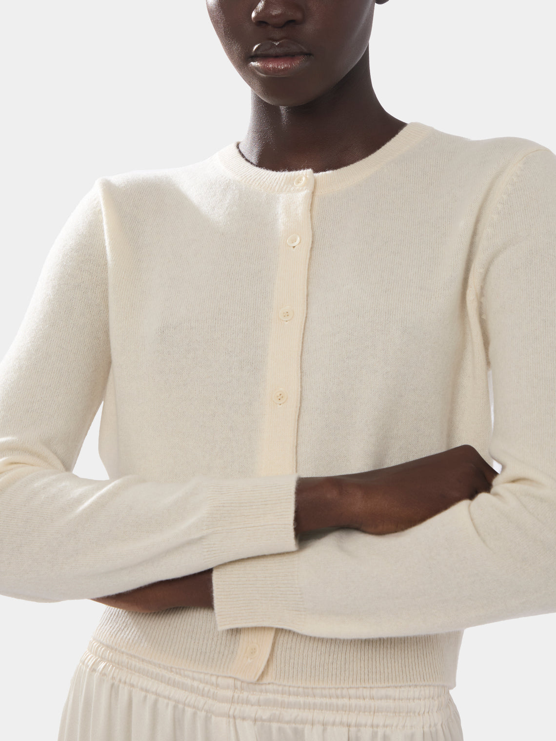 Cashmere Cropped Crew-Neck Cardigan