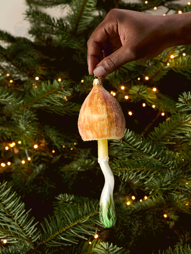 | Set of 8 | Mushroom Hand-Blown Glass Baubles