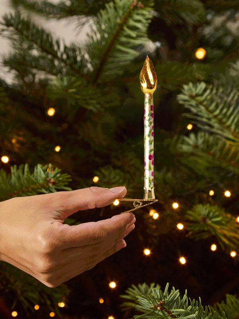 Candle Hand-Blown Glass Clip-On Tree Decorations (Set of 6)