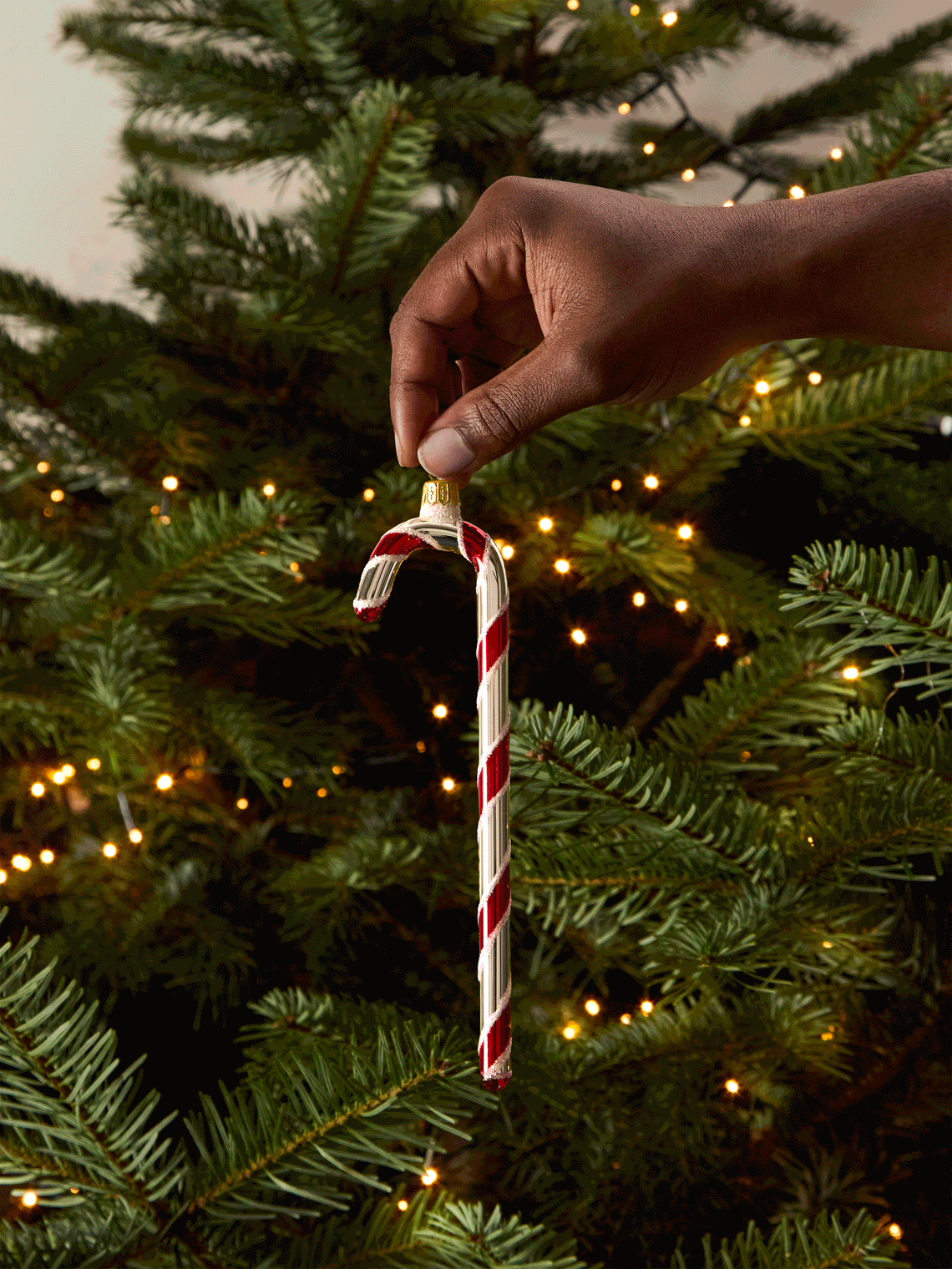 Candy Cane Hand-Blown Glass Baubles (Set of 4)