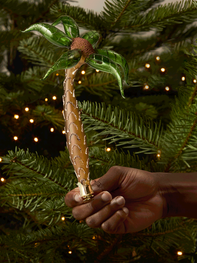 Tropical Flower Hand-Blown Glass Clip-On Tree Decorations (Set of 4)