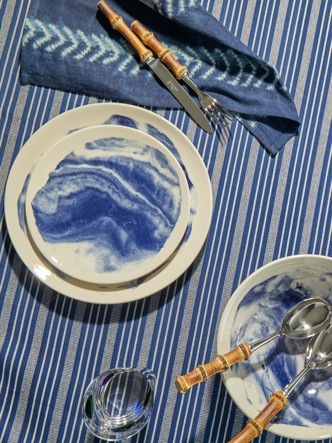 Indigo Storm Ceramic Dinner Plates (Set of 4)