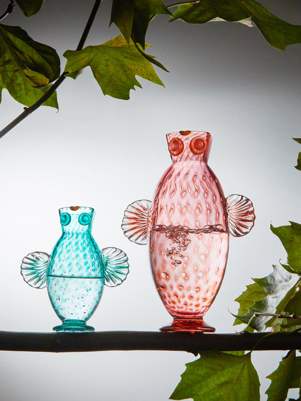 Owl Hand-Blown Glass Large Jug