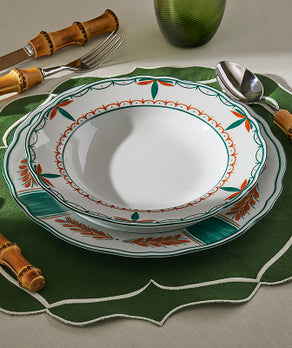 Paradise Block-Printed Linen Large Rectangular Tablecloth