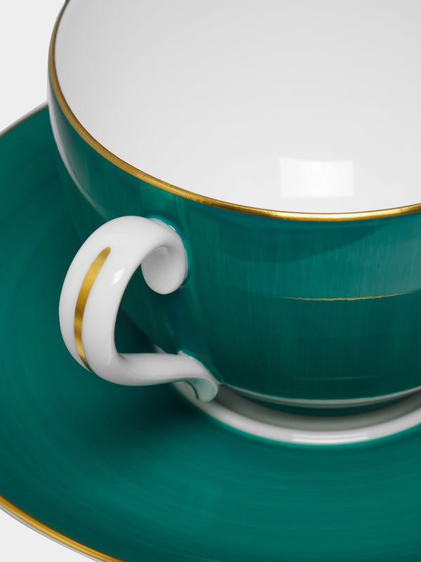 Coco Hand-Painted Porcelain Large Teacup and Saucer