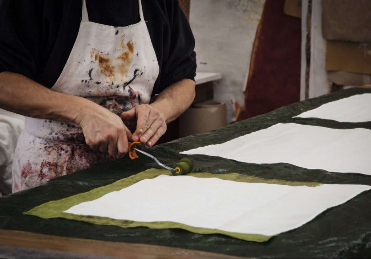 Gingham Hand-Painted Linen Rectangular Tablecloth