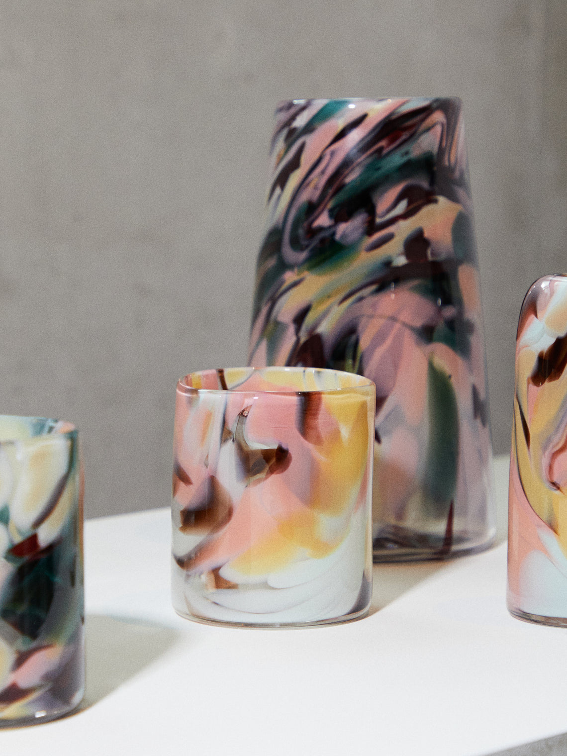 The Glass Studio - Marbled Hand-Blown Glass Tumblers (Set of 2) - Multiple - ABASK