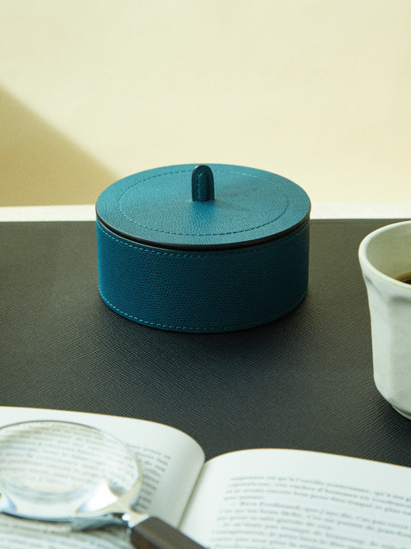Giobagnara - Harris Leather Medium Trinket Box - Blue - ABASK