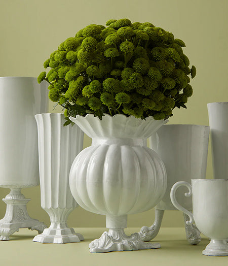 White 1930-1940 Large Tulip Relief Mantle Vase by Antique and