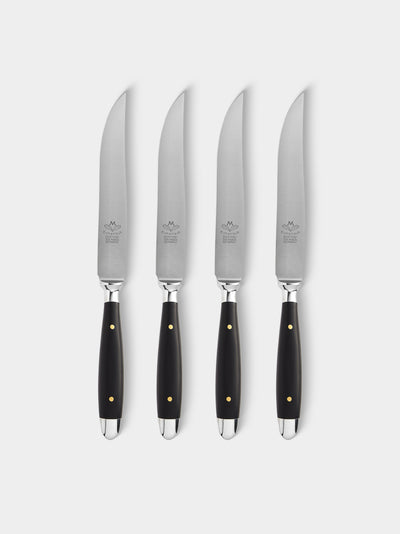 Eichenlaub - Resin Old German Steak Cutlery (Set of 4 Pieces) - Black - ABASK - 