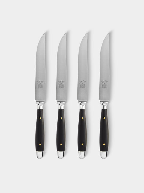 Eichenlaub - Resin Old German Steak Cutlery (Set of 4 Pieces) - Black - ABASK - 