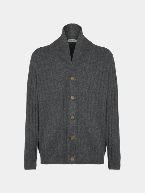 Arch4 - Denver Baby Goat Cashmere Stretch-Knit Cardigan | Size: M - Gray - ABASK - 
