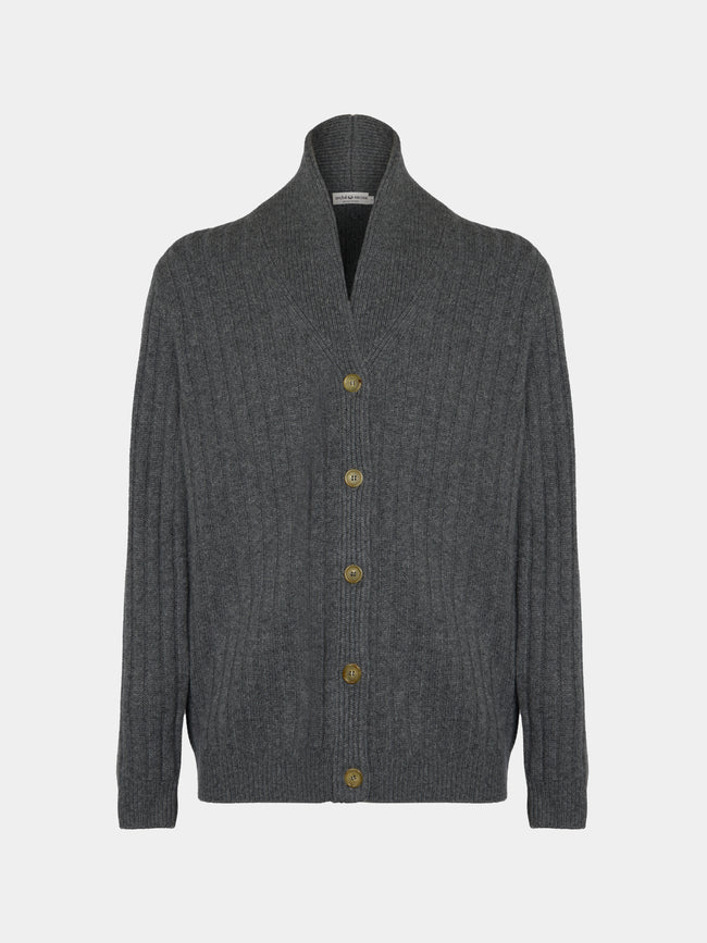 Arch4 - Denver Baby Goat Cashmere Stretch-Knit Cardigan | Size: M - Gray - ABASK - 