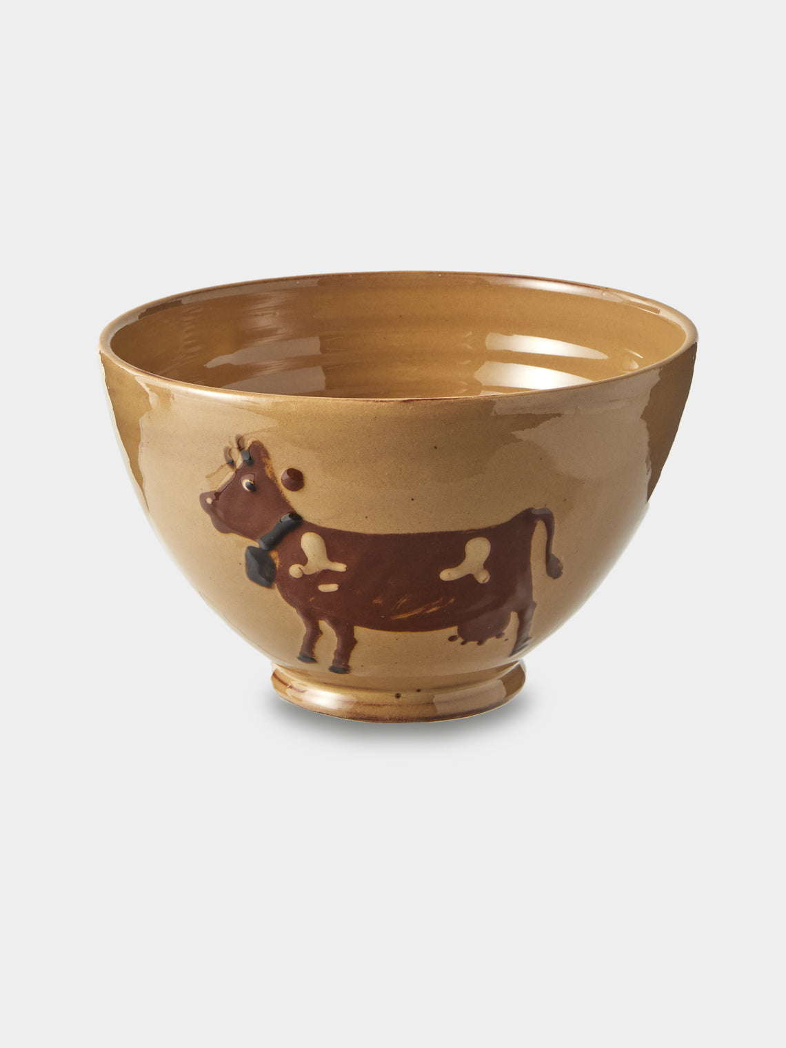 Poterie d’Évires - Cows Hand-Painted Ceramic Grand Bowls (Set of 4) - Cream - ABASK