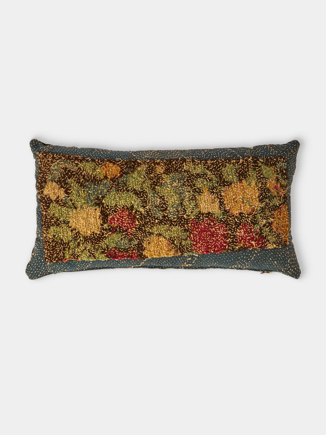 By Walid - 19th-Century Needlepoint Wool, Linen and Velvet Cushion (23.5in/60cm) - Multiple - ABASK - 