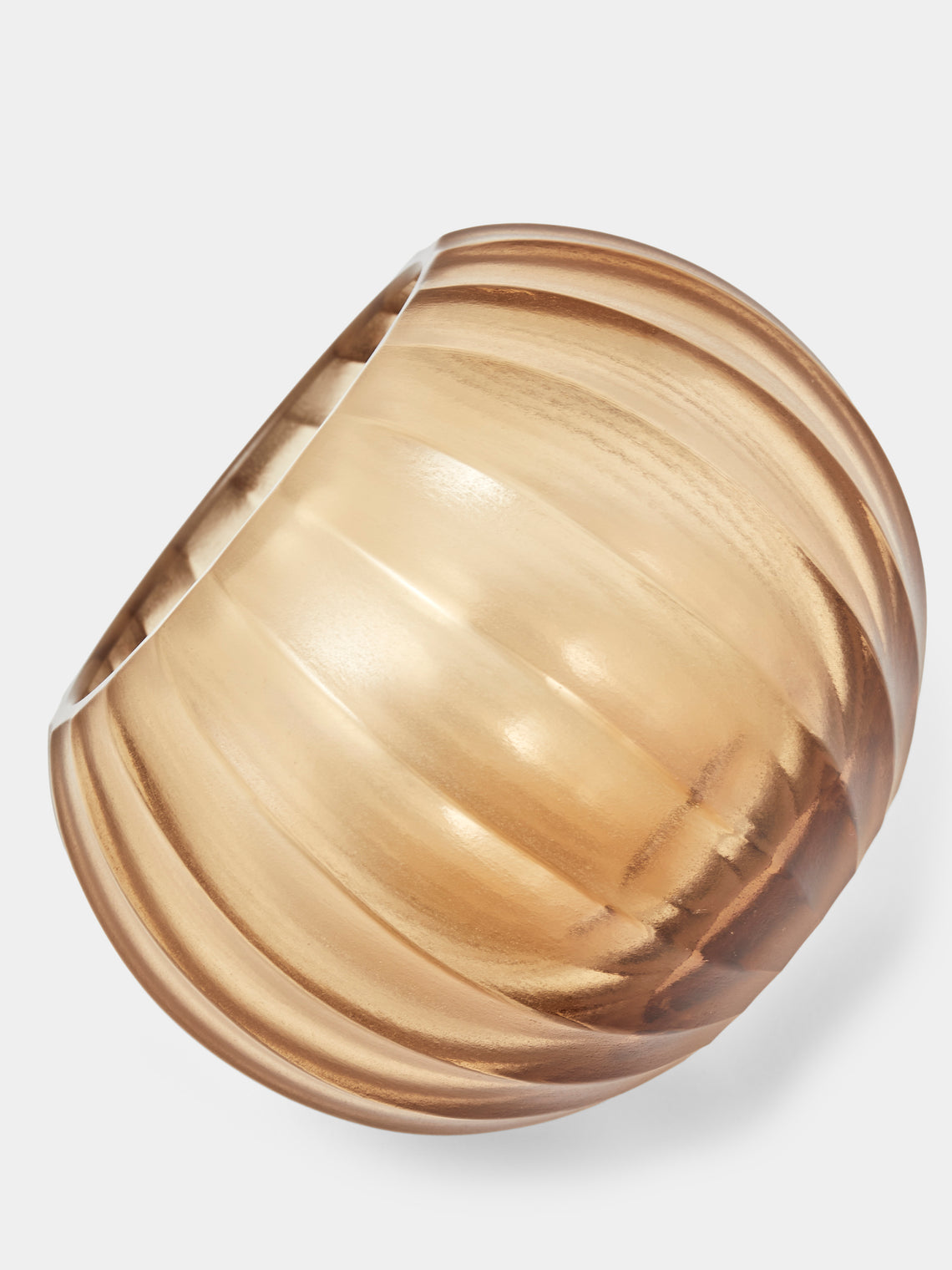 Micheluzzi Glass - Bocia Miele Coste Hand-Blown Murano Glass Vase (4.5in/12cm) - Orange - ABASK