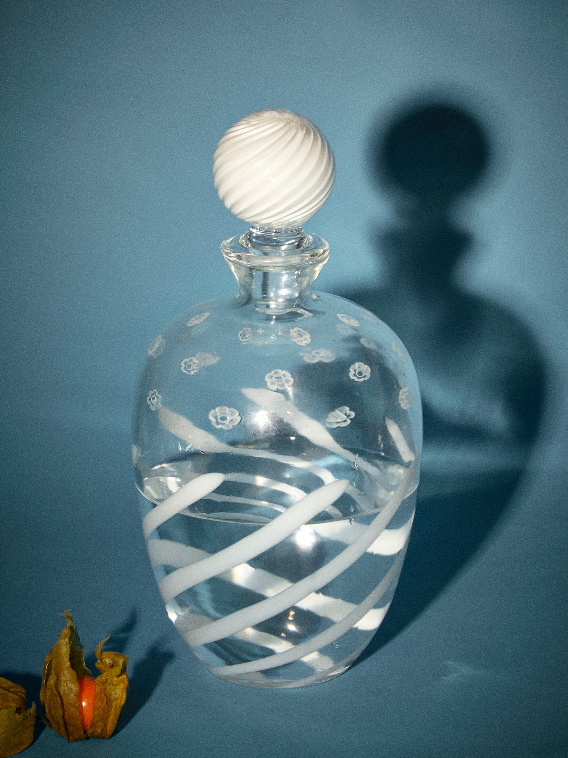 Antique and Vintage - 1980s Glass Striped Decanter - Clear - ABASK