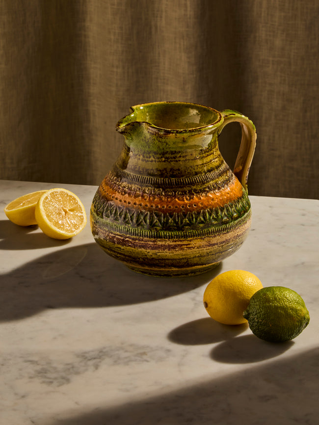 Antique and Vintage - 1960s Bitossi Sahara Ceramic Jug - Green - ABASK