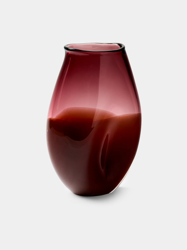 Michele Oberdieck - Archive Sheltering Sky Hand-Blown Glass Vase (11in/27.5cm) - Red - ABASK - 